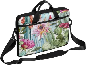 Cactus Flower Laptop Bag for Women Men 13-15 Inch Computer Briefcase Bag Lightweight Notebook Shoulder Messenger Bag