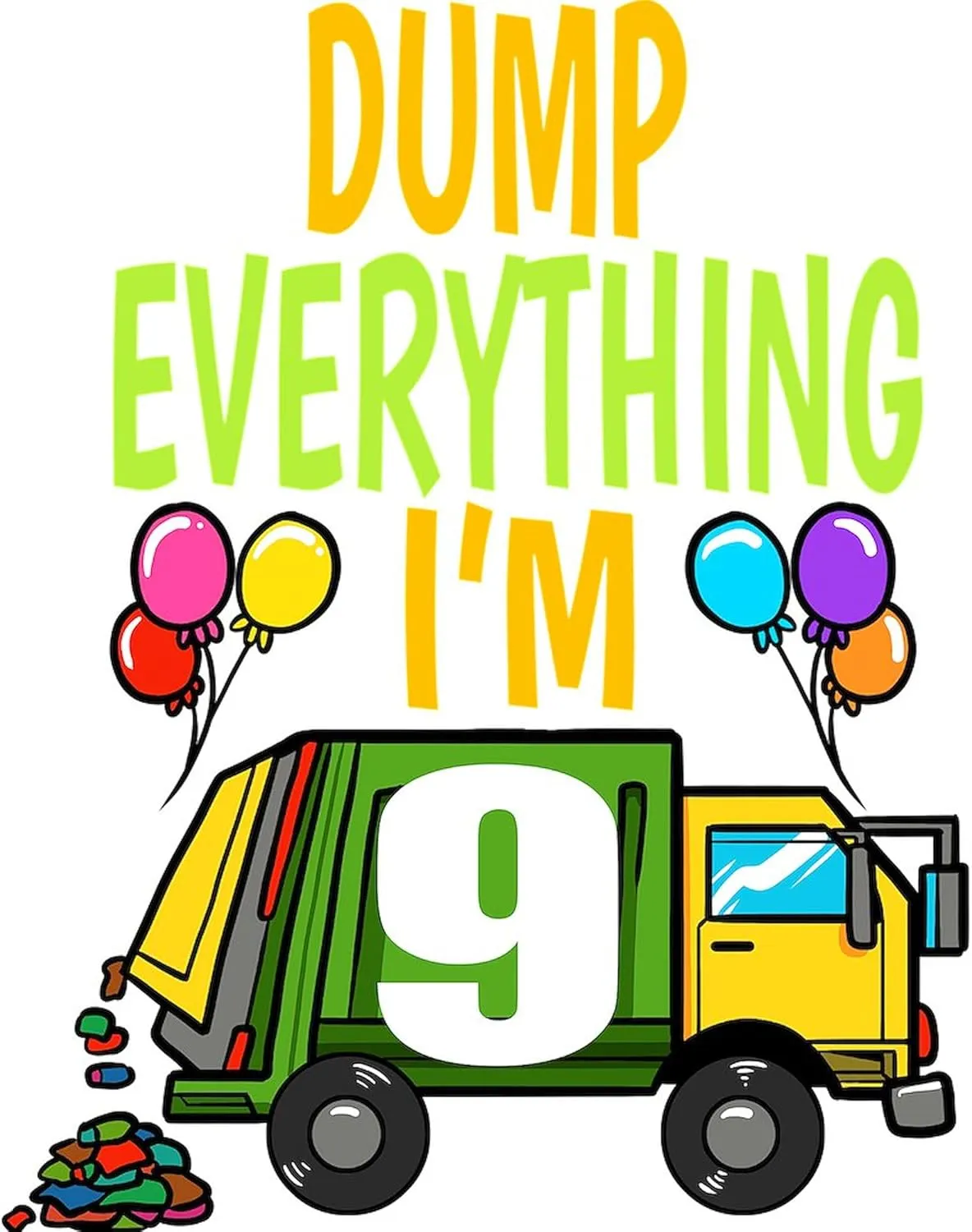 CafePress Garbage Truck Birthday Kids Boy 9Th Birthd Pajamas Women's Novelty Cotton Pajama Set, Comfortable PJ Sleepwear