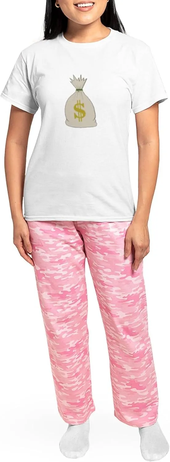 CafePress Money Bag Pajamas Women's Novelty Cotton Pajama Set, Comfortable PJ Sleepwear