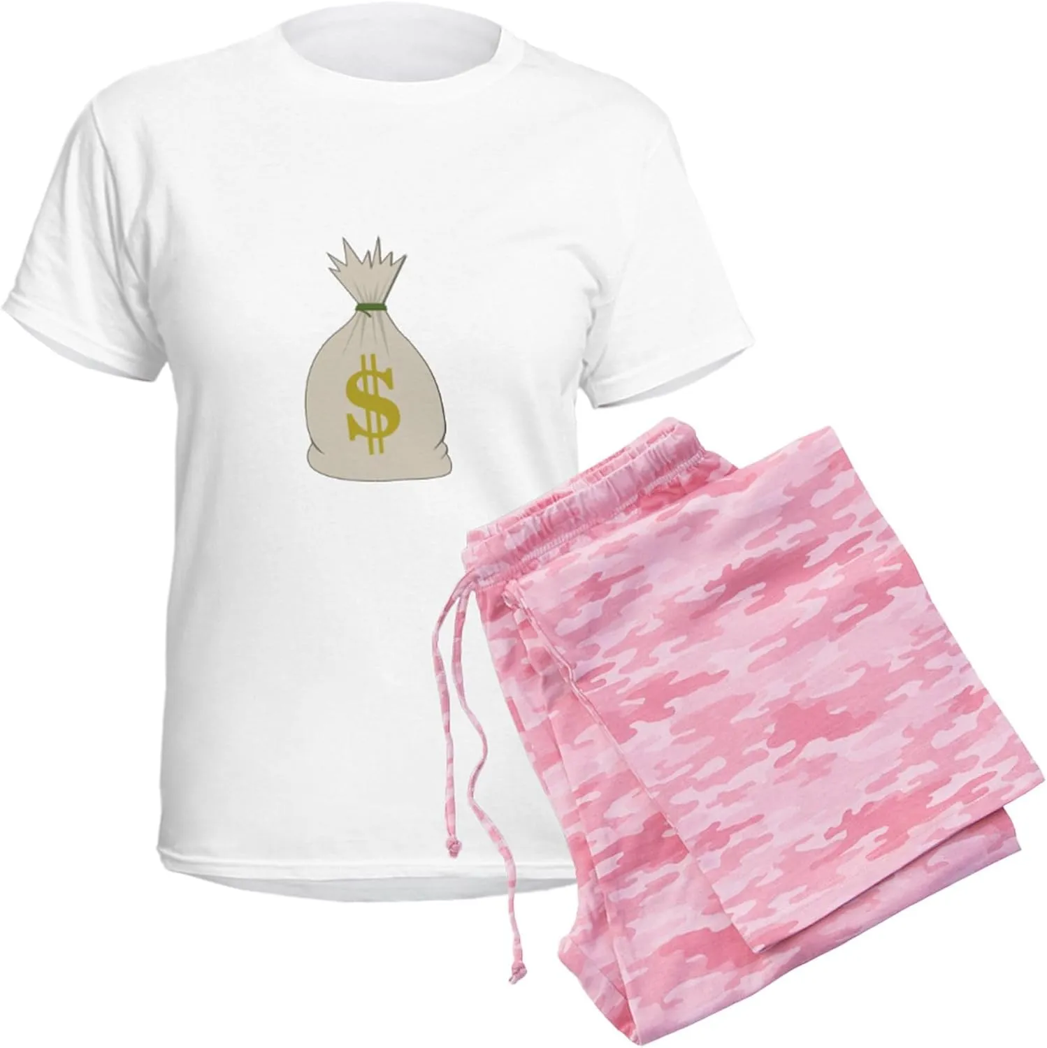 CafePress Money Bag Pajamas Women's Novelty Cotton Pajama Set, Comfortable PJ Sleepwear