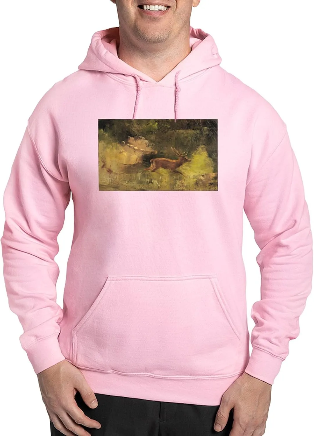 CafePress Stag Running Through A Wood, 1865 Men's Light Regular Fit Hooded Sweatshirt
