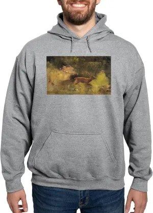 CafePress Stag Running Through A Wood, 1865 Men's Light Regular Fit Hooded Sweatshirt