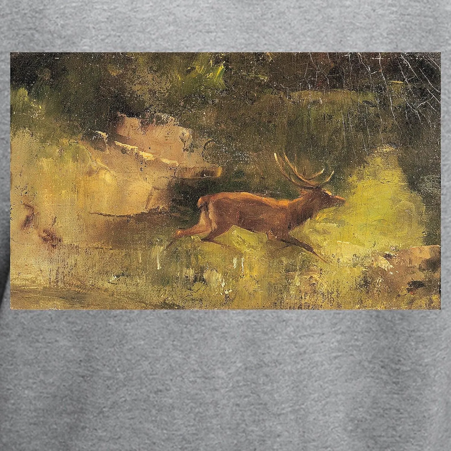 CafePress Stag Running Through A Wood, 1865 Men's Light Regular Fit Hooded Sweatshirt