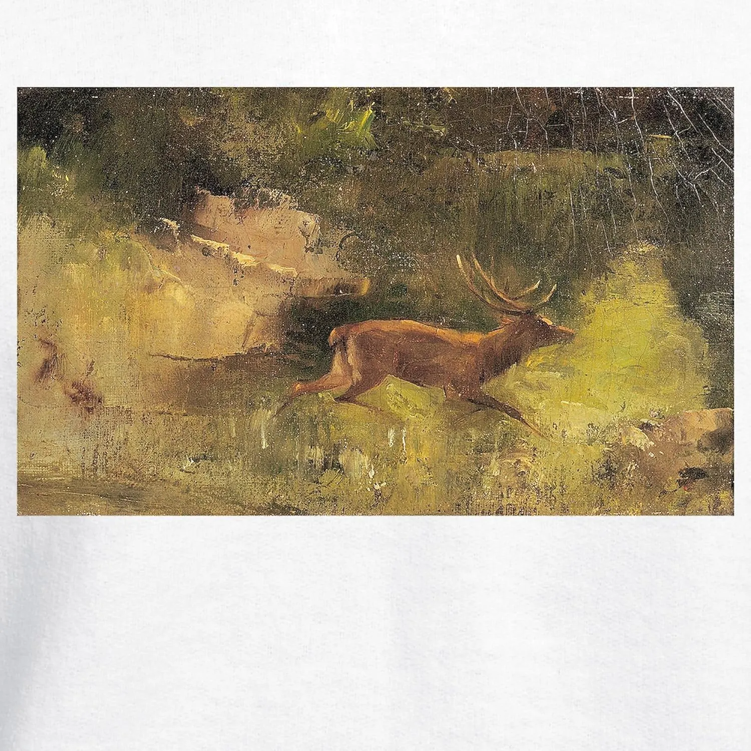 CafePress Stag Running Through A Wood, 1865 Men's Light Regular Fit Hooded Sweatshirt