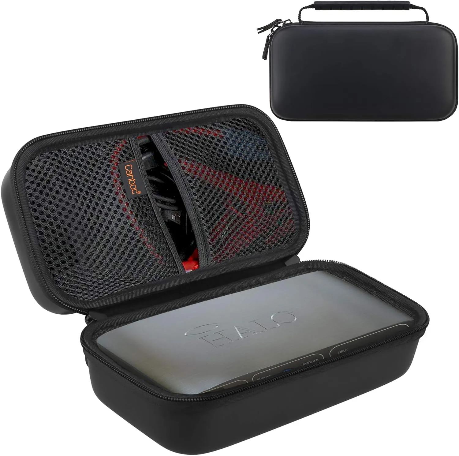 Canboc Carrying Case for Halo Bolt 58830/57720/44400 mWh Portable Car Jump Starter, Halo Bolt ACDC Max 55500 mWh Phone Charger, Mesh Bag for Jumper Cable, AC Wall Charger, Charge,Black