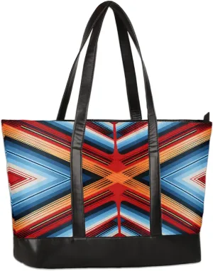 Canvas Laptop Tote Bag for Women Heart Print Snowflake Red 15.6 Inch Large Capacity Computer Bag