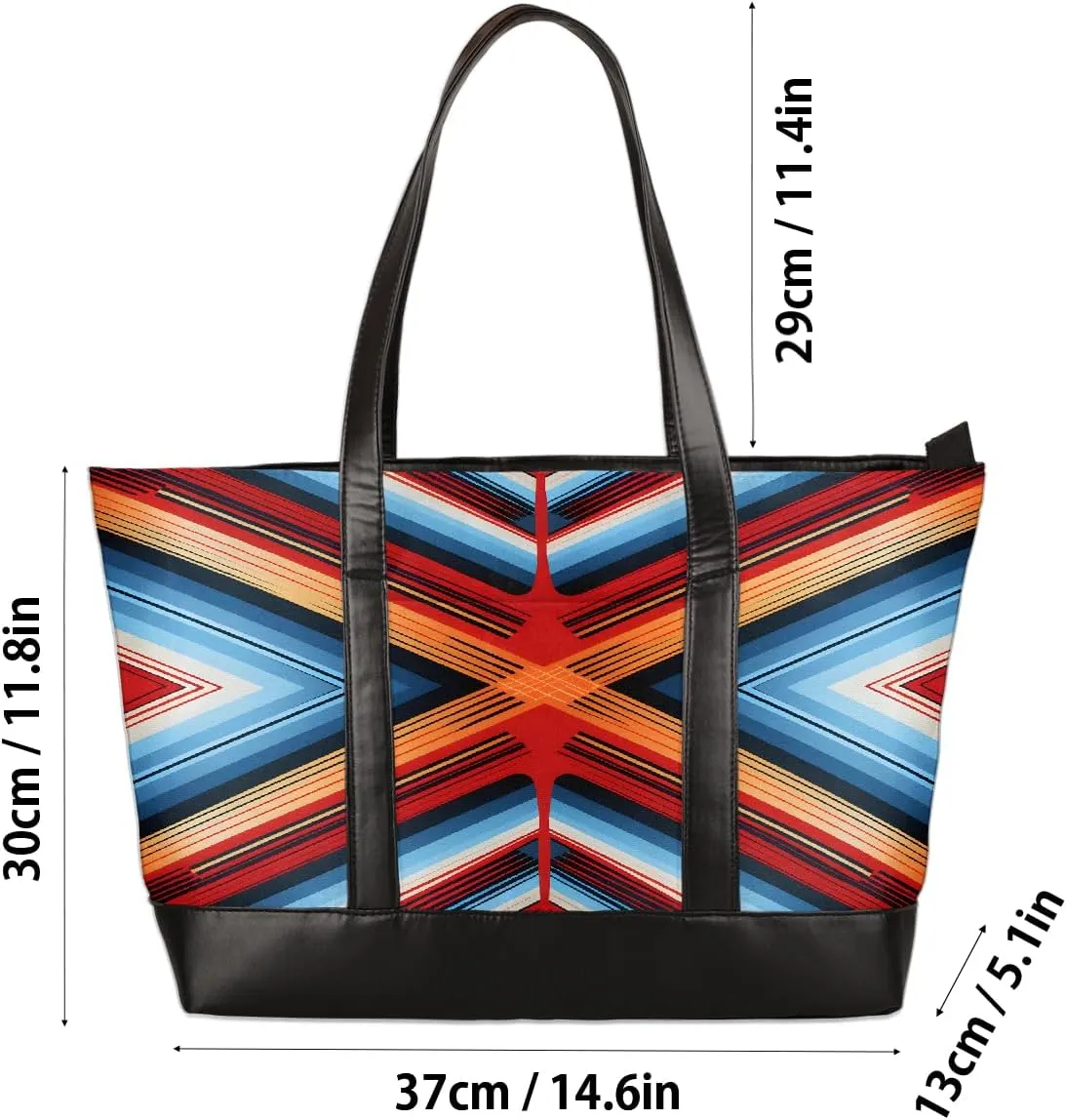 Canvas Laptop Tote Bag for Women Heart Print Snowflake Red 15.6 Inch Large Capacity Computer Bag