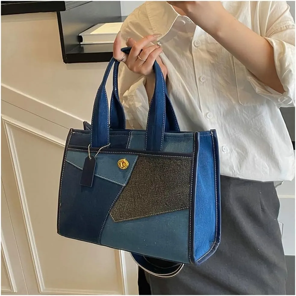 Canvas Tote Bag Women Large Denim Shoulder Bag Vintage Satchels Cute Hobo Bags Work Travel College Casual Tote Handbag