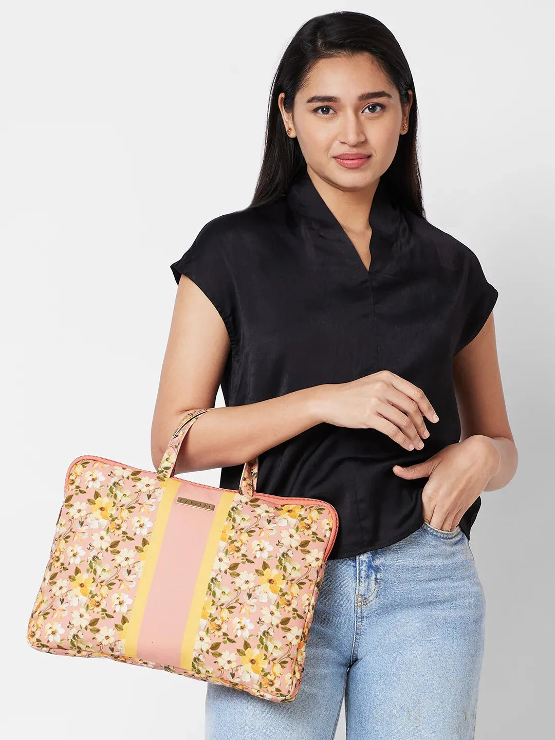Caprese Orchid Large Yellow Laptop Sleeve Bag