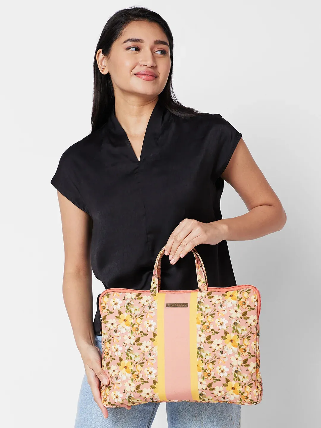 Caprese Orchid Large Yellow Laptop Sleeve Bag