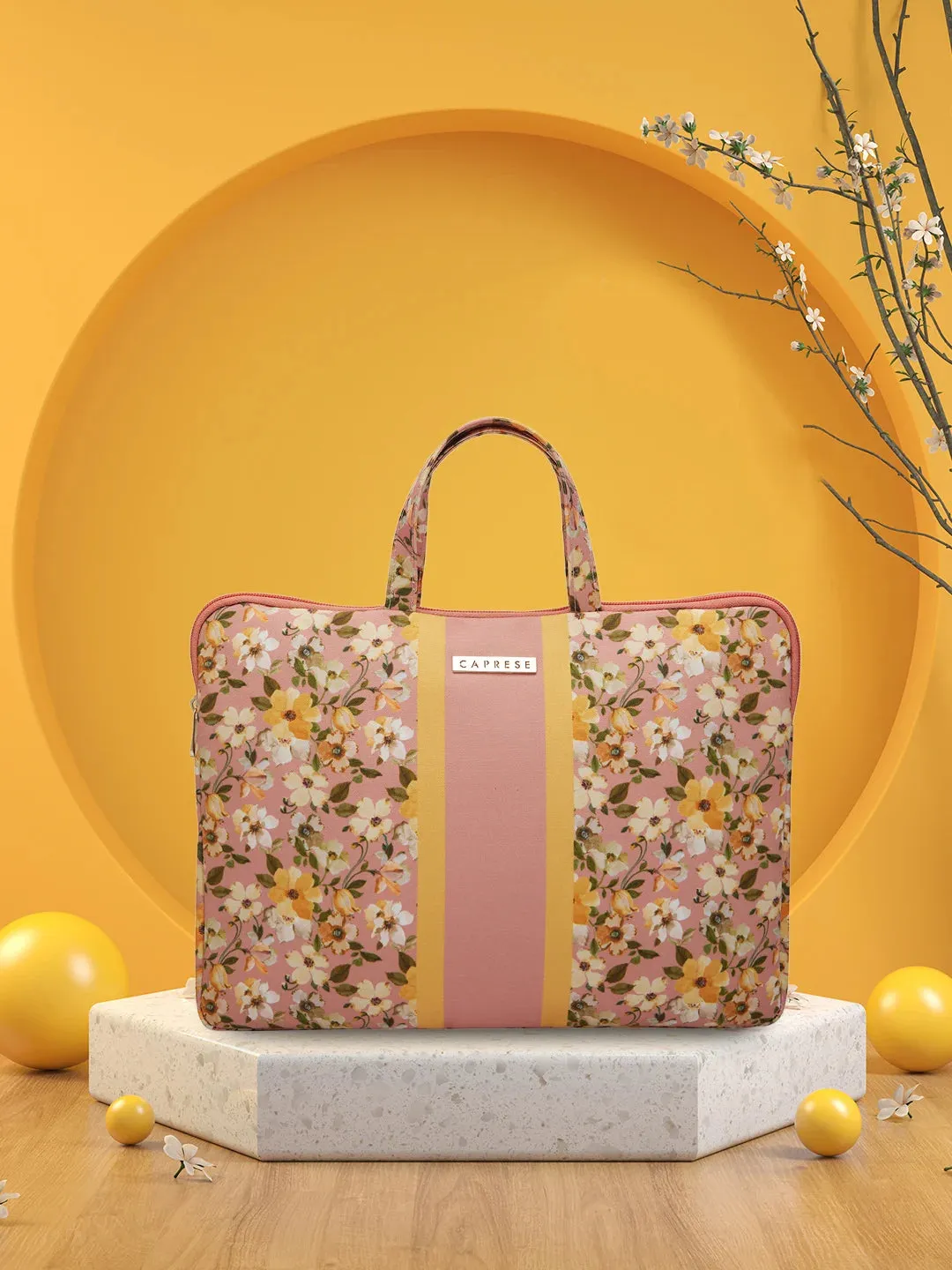 Caprese Orchid Large Yellow Laptop Sleeve Bag