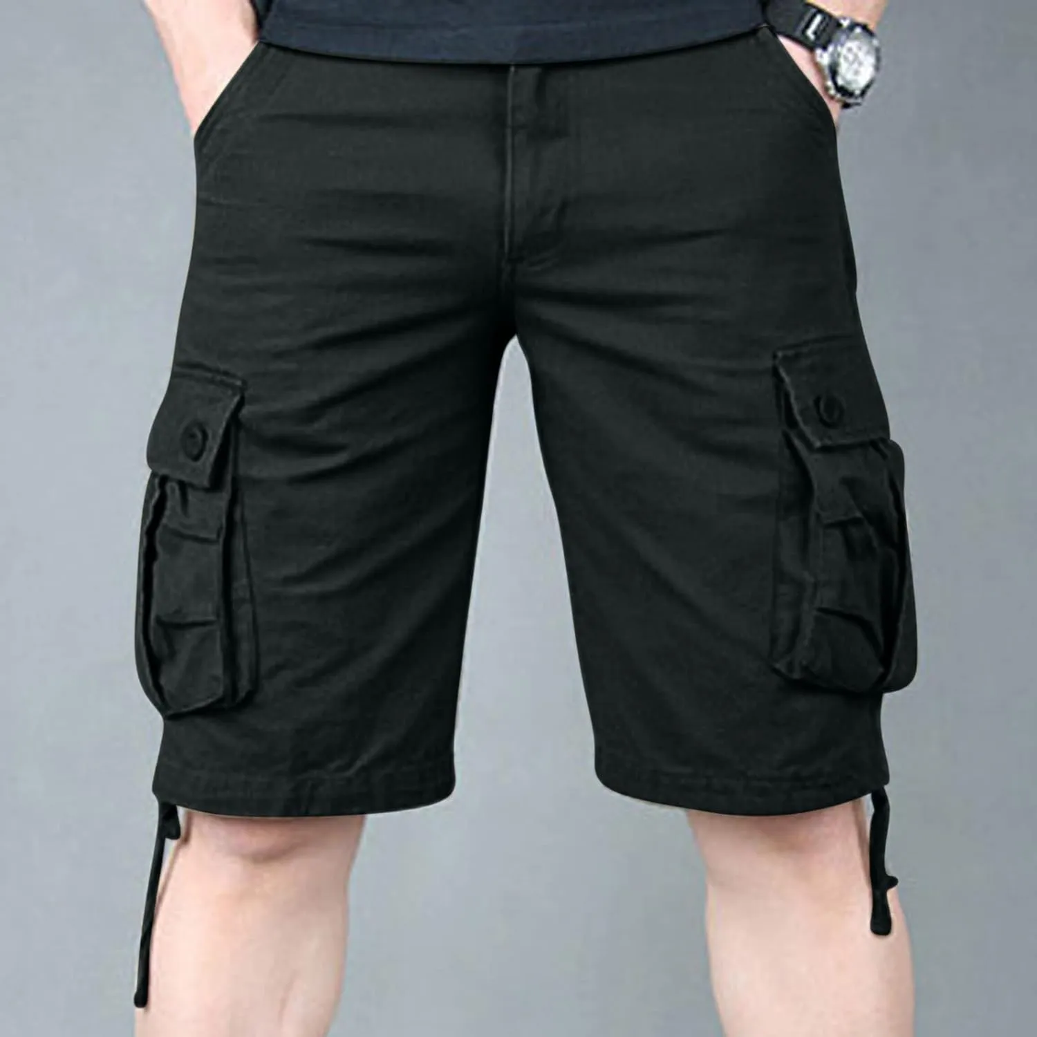 Cargo Shorts for Men Stretch Waist Multi Pocket Causal Tooling Shorts Outdoor Sport Regular Fit Cotton Hiking Shorts