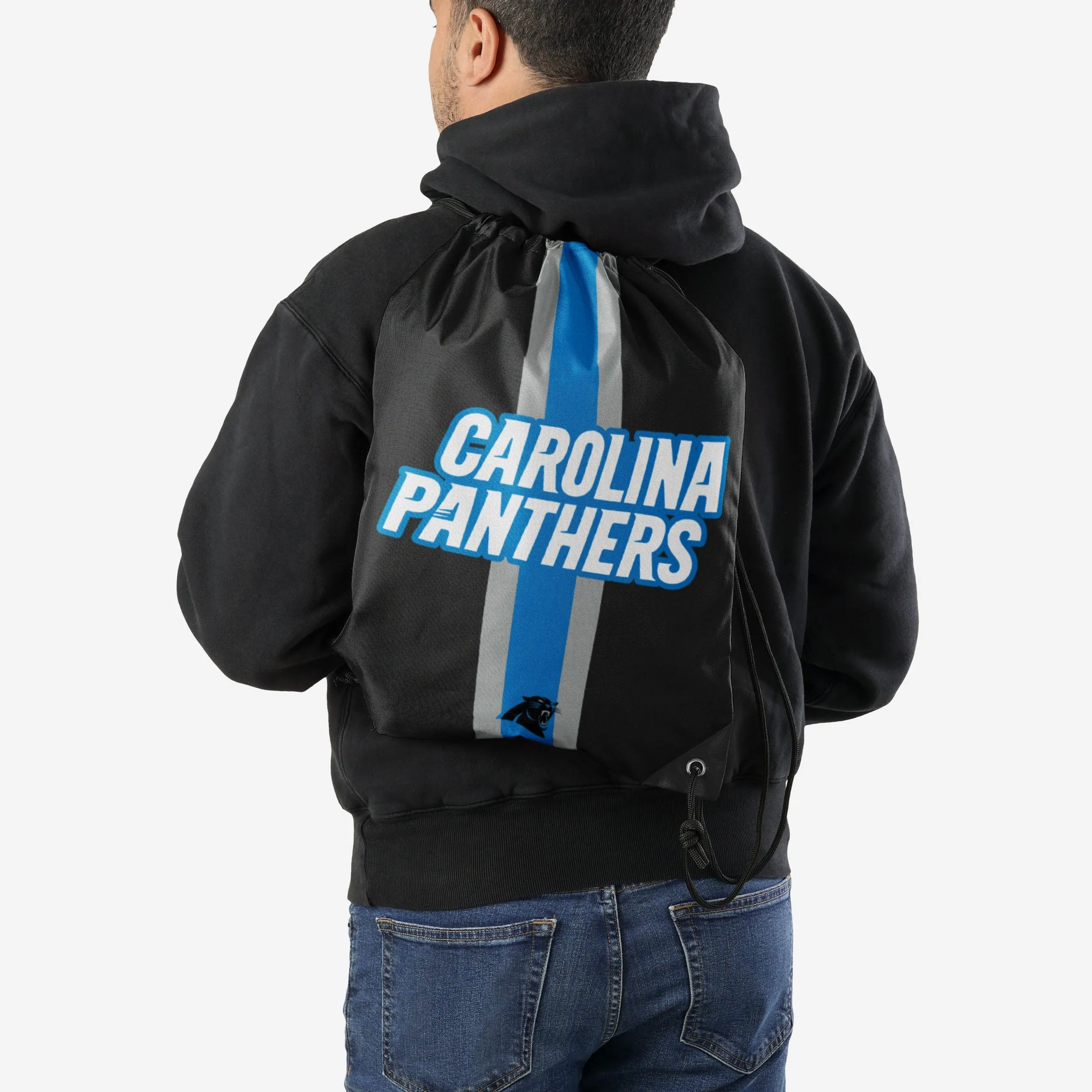 Carolina Panthers Team Stripe Wordmark Drawstring Backpack