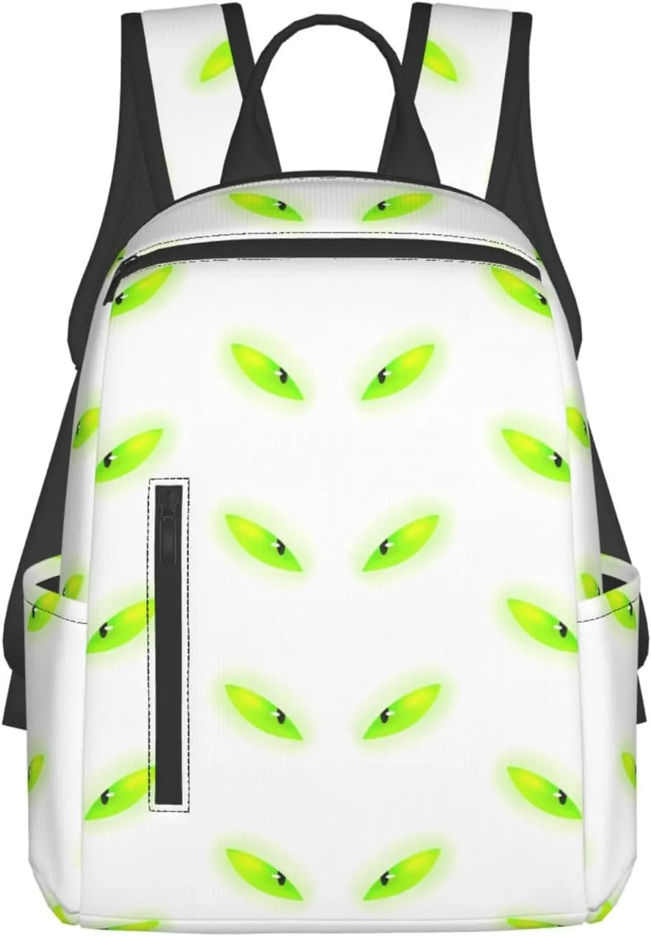 Cartoon Fluorescent Green Cat Eyes Casual Backpacks Large Capacity Laptop Backpack Sports Fitness Rucksack Travel Carry-On Daypack Adjustable Shoulder Strap Work Bag for Outdoor Camping