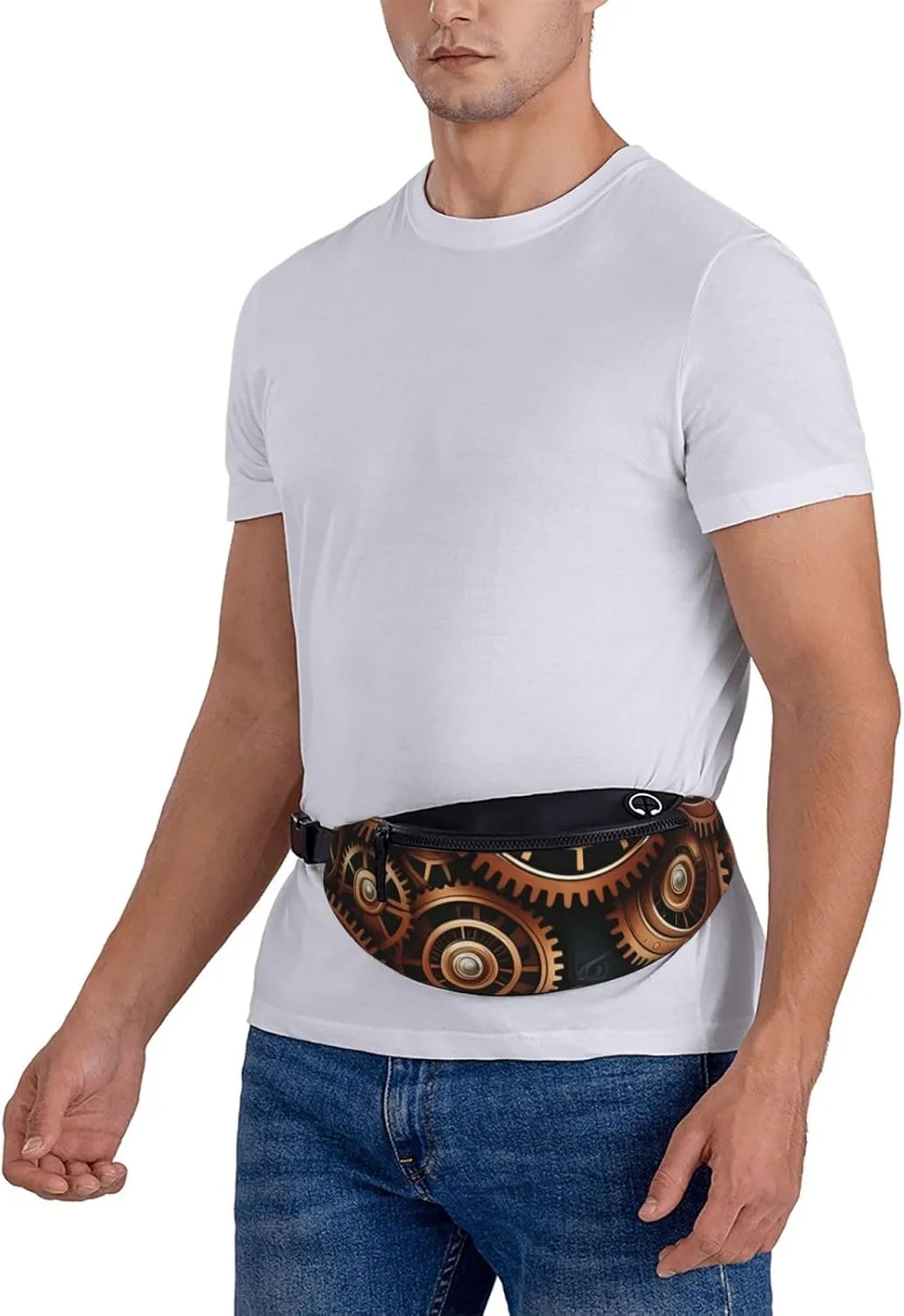 Casual Steampunk Mechanical Gears Printed Fanny Pack,Crossbody Fanny packs for women Men Waist Bag for Running Travel