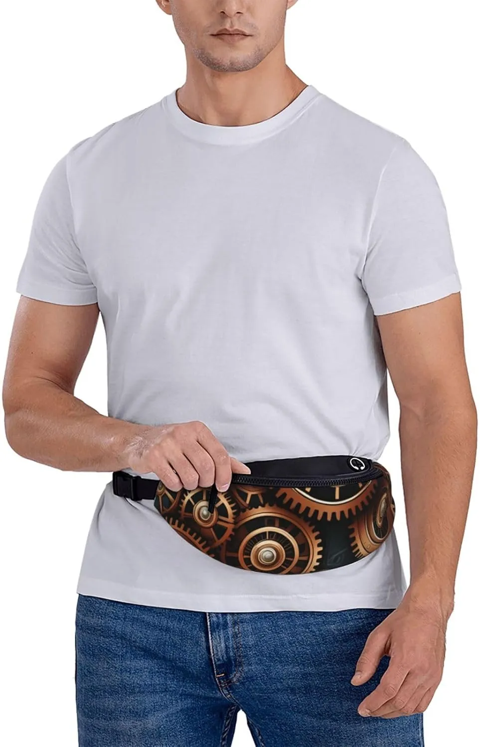 Casual Steampunk Mechanical Gears Printed Fanny Pack,Crossbody Fanny packs for women Men Waist Bag for Running Travel