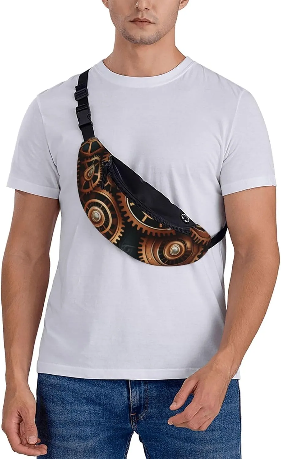 Casual Steampunk Mechanical Gears Printed Fanny Pack,Crossbody Fanny packs for women Men Waist Bag for Running Travel