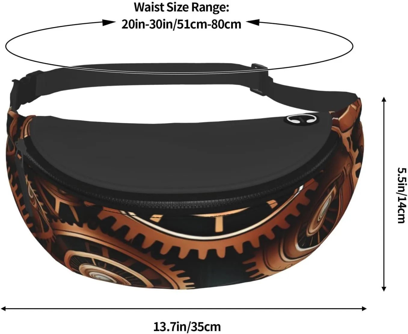 Casual Steampunk Mechanical Gears Printed Fanny Pack,Crossbody Fanny packs for women Men Waist Bag for Running Travel