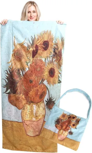 CCFW 2 in 1 Beach Travel Quick Dry Soft Feel Cotton Towels Tote Shoulder Bag