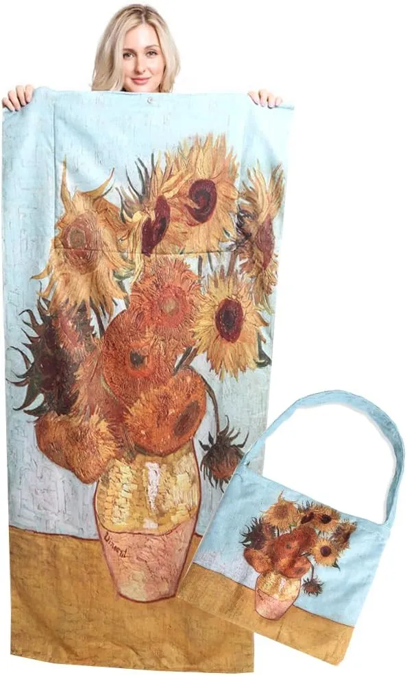 CCFW 2 in 1 Beach Travel Quick Dry Soft Feel Cotton Towels Tote Shoulder Bag