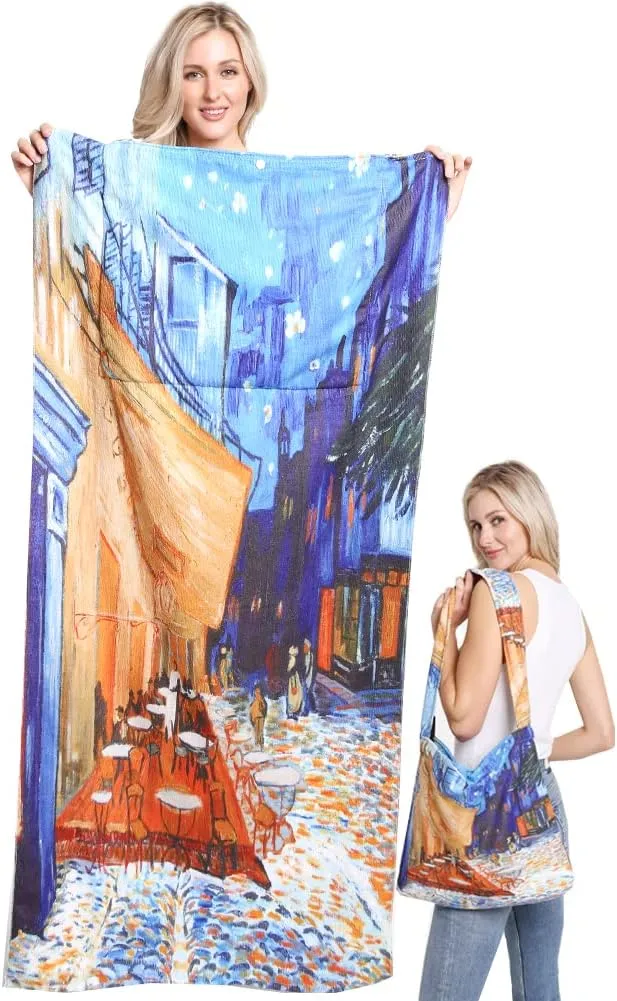CCFW 2 in 1 Beach Travel Quick Dry Soft Feel Cotton Towels Tote Shoulder Bag