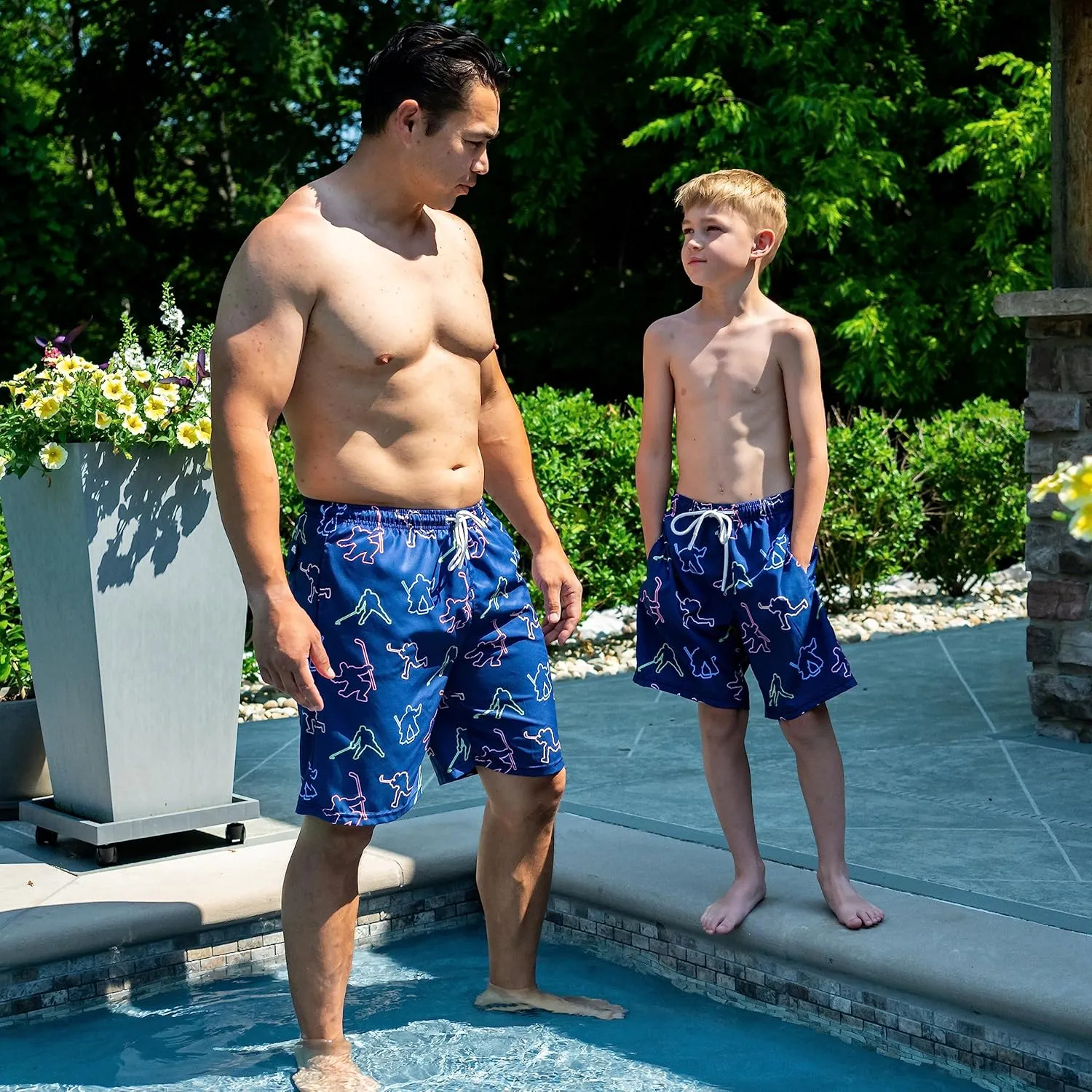 ChalkTalkSPORTS Hockey Swim Trunks | Swim Board Shorts | Youth and Adult Sizes