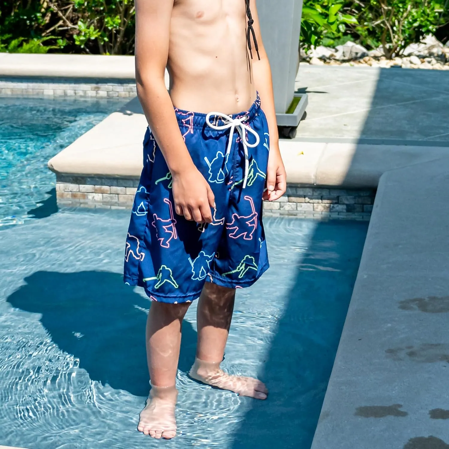 ChalkTalkSPORTS Hockey Swim Trunks | Swim Board Shorts | Youth and Adult Sizes