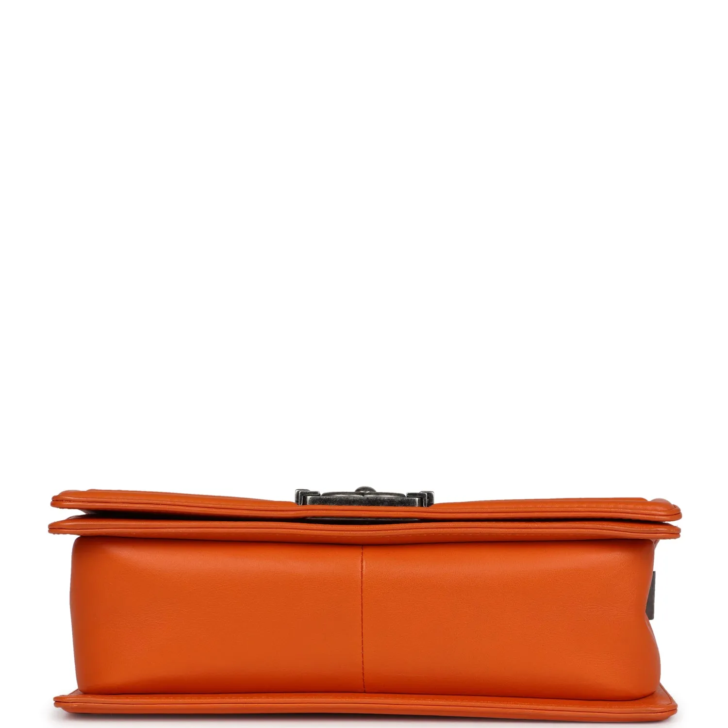 Chanel Medium Boy Bag Orange Python Aged Ruthenium Hardware