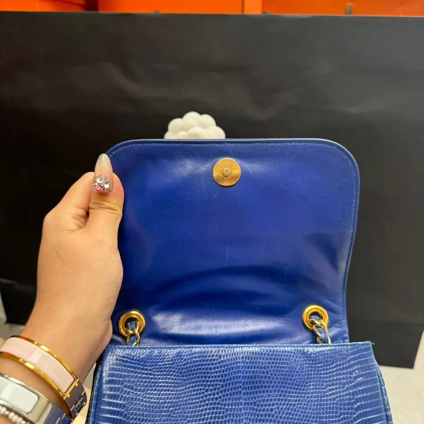 Chanel Shoulder Bag - Blue Exotic Leather with Gold Hardware