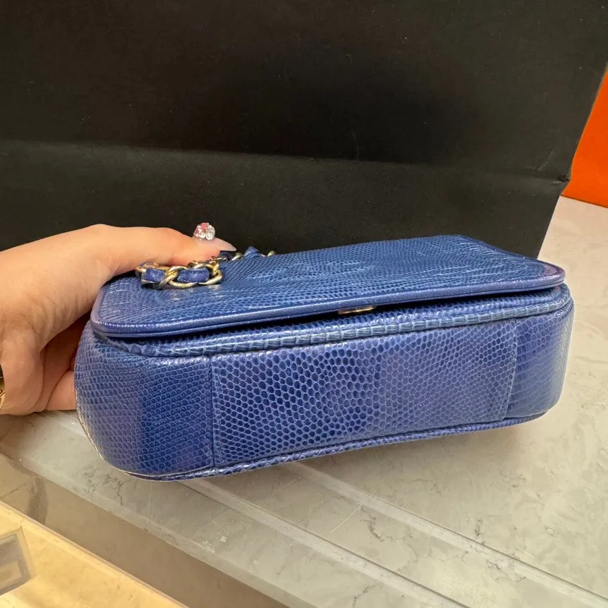 Chanel Shoulder Bag - Blue Exotic Leather with Gold Hardware