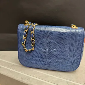 Chanel Shoulder Bag - Blue Exotic Leather with Gold Hardware