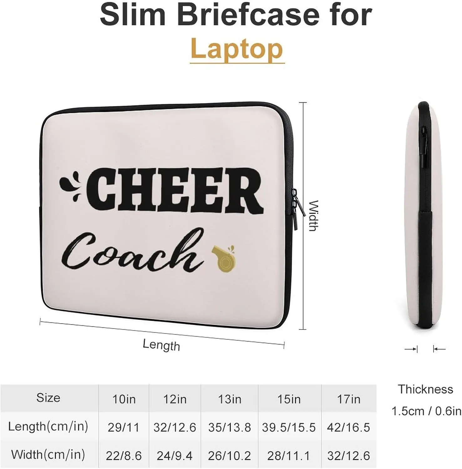 Cheerleaders and Whistles Laptop Sleeve 13/15 Inch Durable Briefcase Cover Shockproof Protective Case Handbags Portable Laptop Bag