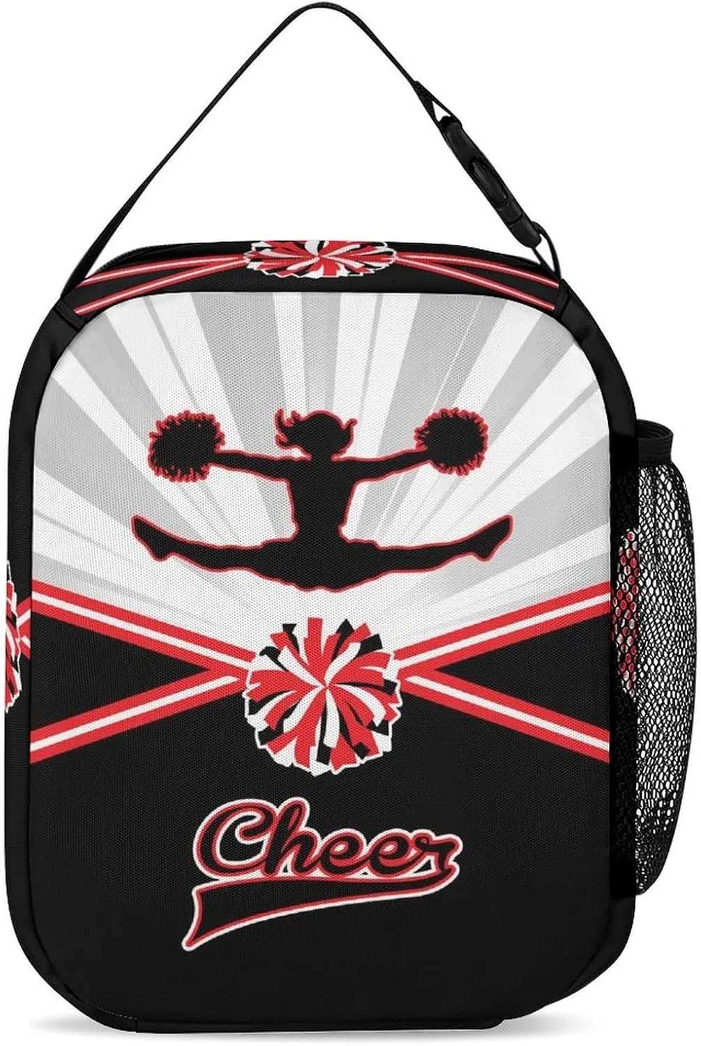 Cheerleading Backpack with Lunch Box & Pencil Case, 16 Inch Cute Cheer Themed Bookbag, Adjustable Lightweight Large Capacity, Colorful Daily Casual Backpacks Set with Lunch Bag