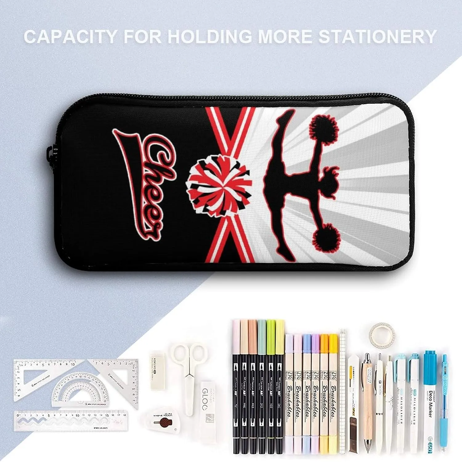 Cheerleading Backpack with Lunch Box & Pencil Case, 16 Inch Cute Cheer Themed Bookbag, Adjustable Lightweight Large Capacity, Colorful Daily Casual Backpacks Set with Lunch Bag
