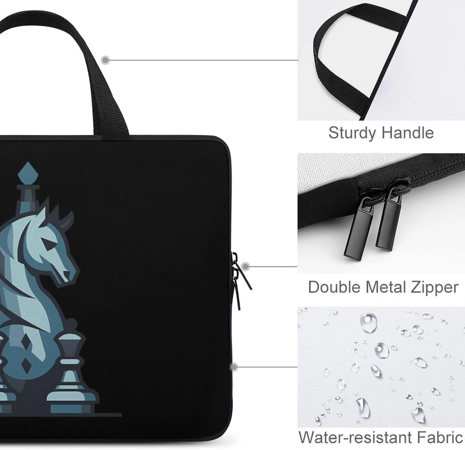 Chess King Queen Knight Laptop Tote Bag Computer Protective HandBag Notebook Carrying Case