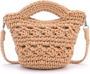 CHIC DIARY Women Straw Beach Bag Clutch Purse Small Crossbody Bag Woven Cotton Shoulder Handbag for Summer