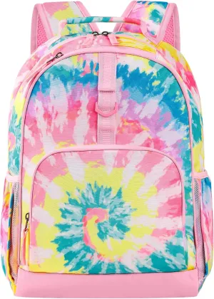 Choco Mocha Tie Dye Backpack for Girls, Kids School Backpacks Girls Backpacks Ages 6-8, Kindergarten Bookbag Girl Elementary School Bag 17 Inch, Colorful
