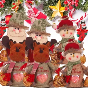 Christmas Gift Bags Zipper Design,Christmas Gift Doll Bag, Christma Candy Bag,Small Gift Bags for Party and Festival (6pcs)