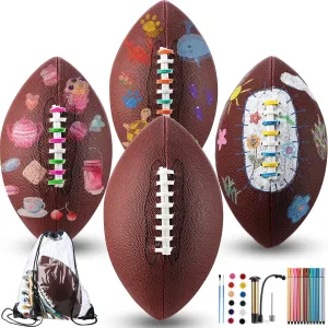 Civaner Paint Your Own Football Kit 11 Inches Color Your Own Football Supplies Ball Gifts Crafts Kit Design Yourself Ball with Color Mark Pen, Paints, Pump, Storage Bag