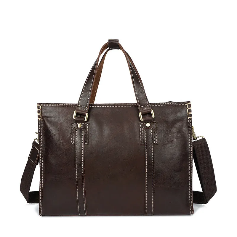 Classic Leather Briefcase - Handmade Dual Strap Design