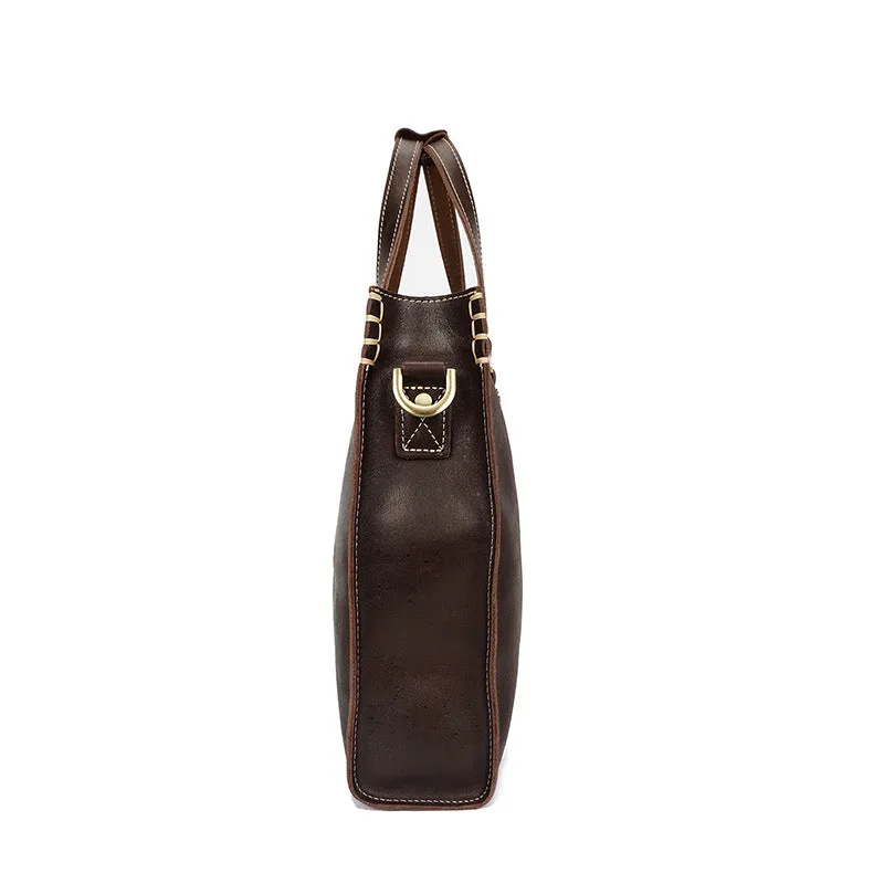 Classic Leather Briefcase - Handmade Dual Strap Design