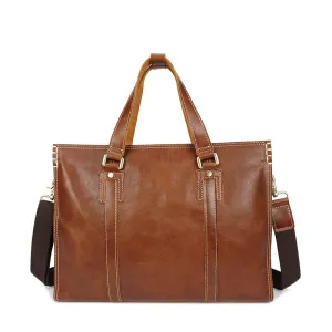 Classic Leather Briefcase - Handmade Dual Strap Design