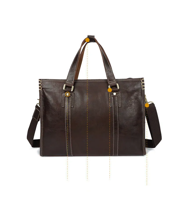 Classic Leather Briefcase - Handmade Dual Strap Design