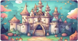 Classical Castle Non-Slip Desk Pad,Mouse Pad,Waterproof PVC Desk Table Protector, Easy Clean Laptop Desk Writing Mat for Office Work/Home/Decor