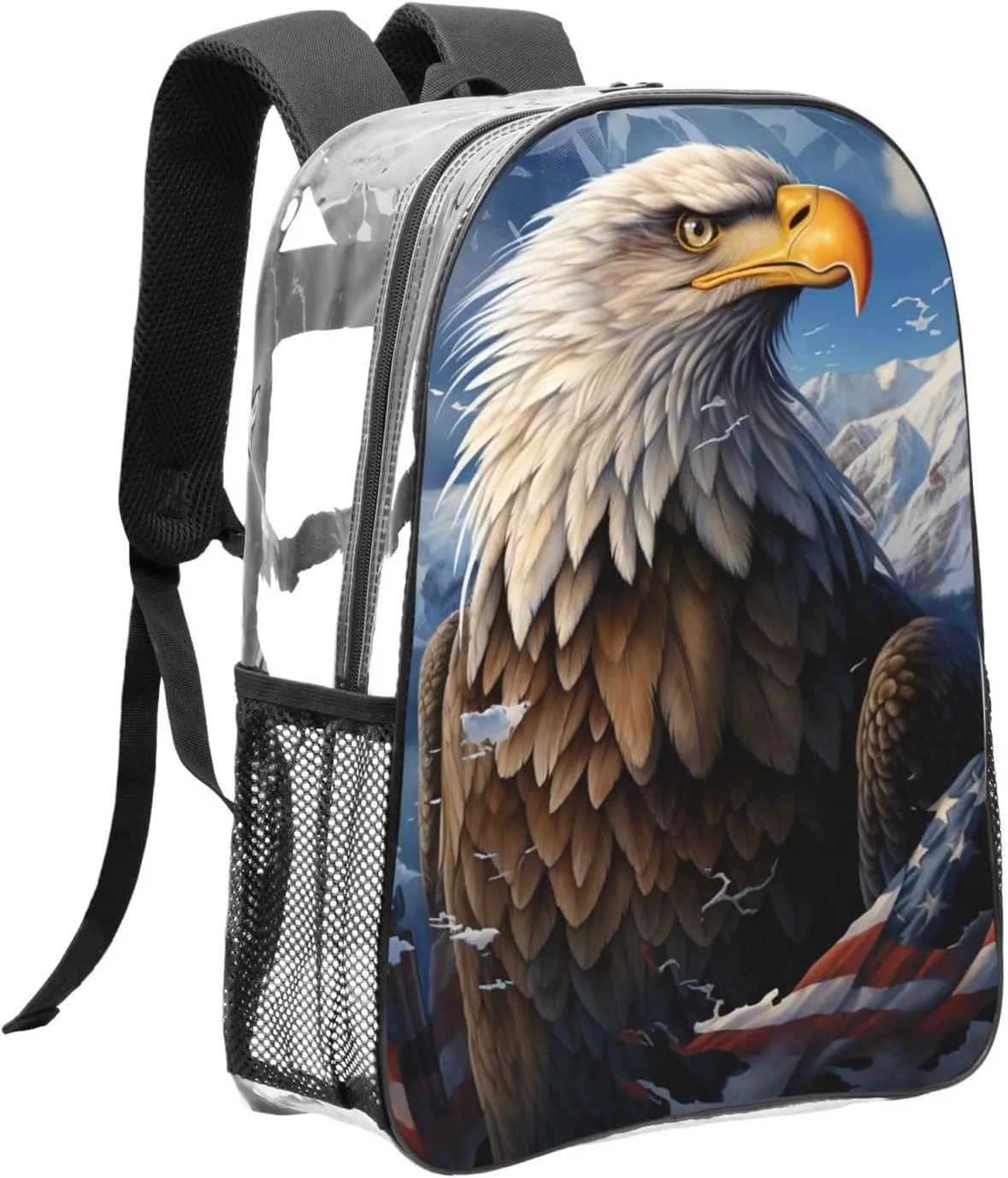 Clear Backpack Heavy Duty PVC Transparent Bookbag Eagle Backpack Daypack Laptop Backpack