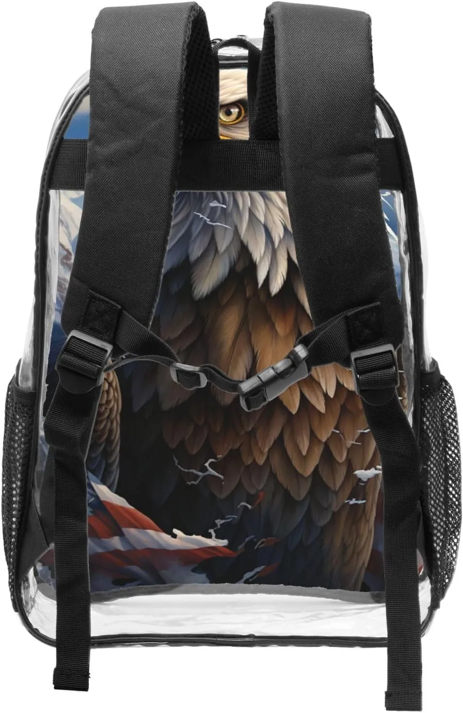 Clear Backpack Heavy Duty PVC Transparent Bookbag Eagle Backpack Daypack Laptop Backpack