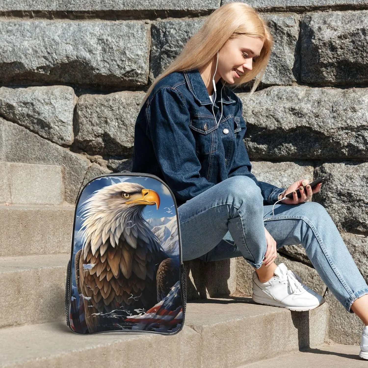 Clear Backpack Heavy Duty PVC Transparent Bookbag Eagle Backpack Daypack Laptop Backpack