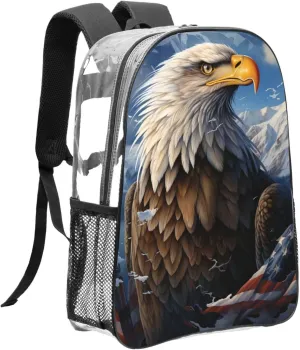 Clear Backpack Heavy Duty PVC Transparent Bookbag Eagle Backpack Daypack Laptop Backpack