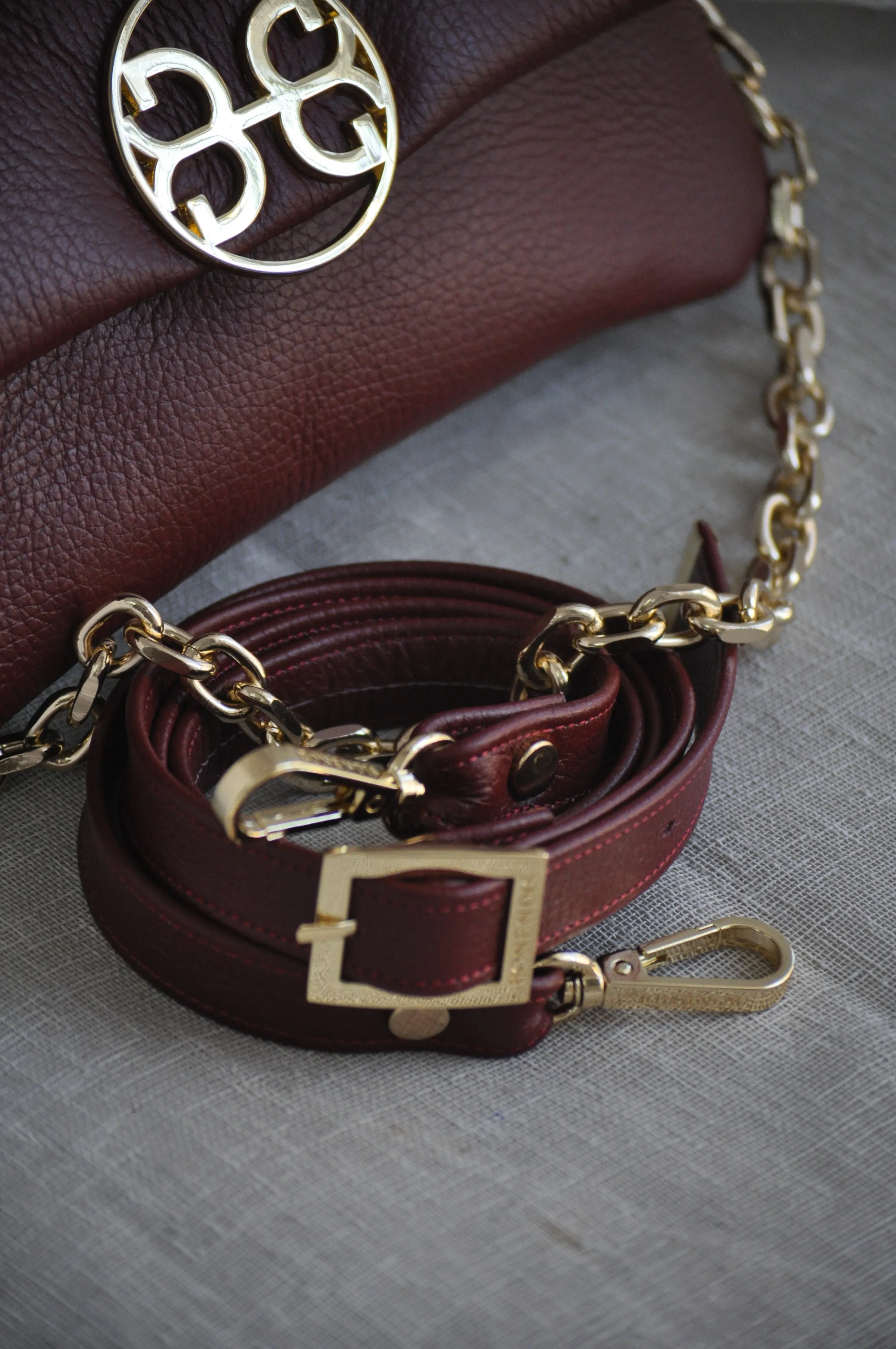 Clelia Mini Δερμάτινη Τσάντα Ώμου - Cherry Red