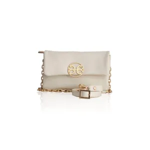 Clelia Mini Δερμάτινη Τσάντα Ώμου - Cream